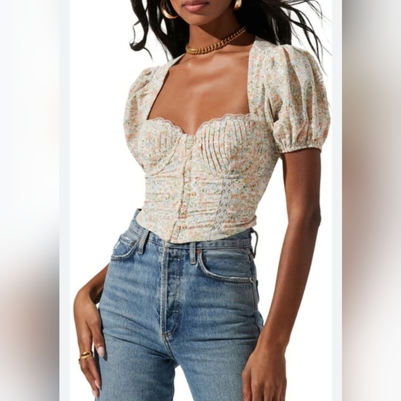 Free People Tops - NWT FREE PEOPLE | REVOLVE | ASTR Medium Paola Bustier Crop Top Ditsy Floral